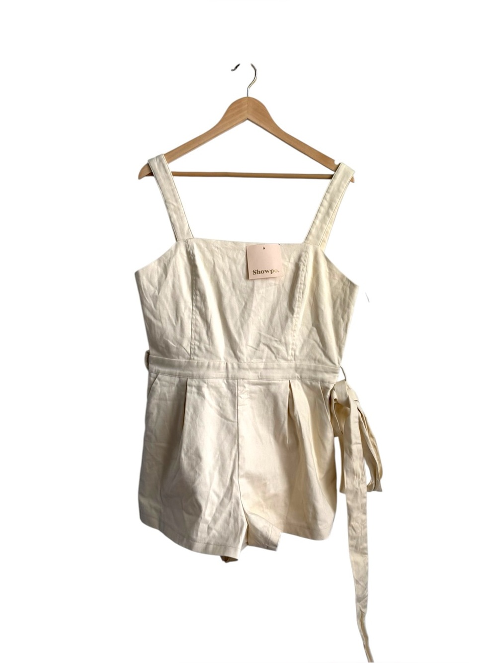 Showpo Aspatria Beige Canvas Belted Playsuit Romper NWT Size 12